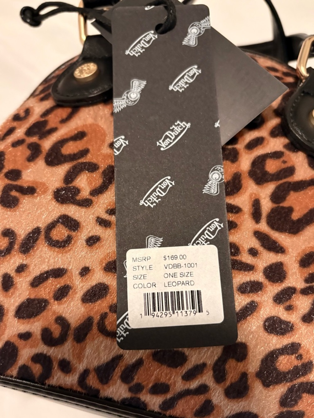 Von Dutch Cheetah Mini Bowling Bag with Detachable Strap - New - Picture 8 of 8